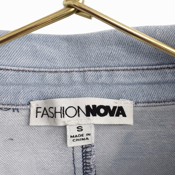 Fashion Nova Washed Denim Maxi Dress Small Button Front Belted Light Wash Chic - Picture 3 of 11